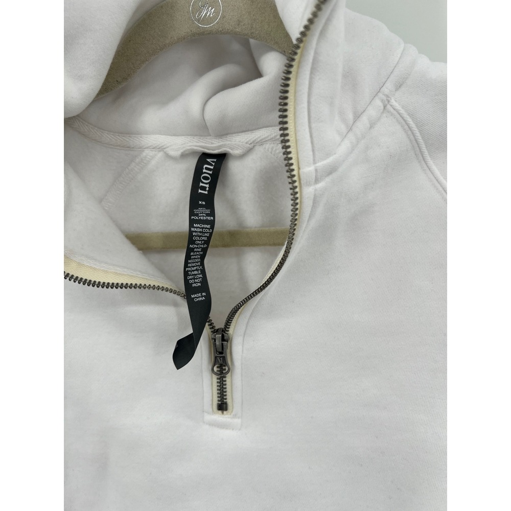Vuori Restore Half Zip Hoodie White Organic Cotton Cropped Sweatshirt Womens XS - Picture 3 of 5